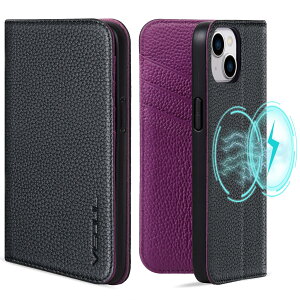 【送料無料】VISOUL iPhone15 対応 ケース 手帳型 本革 アイホン15 手帳ケース MagSafe対応 スマホケース レザーケース カード収納 全面保護 柔軟なTPU素材 マグネット式 携帯ケース スタンド機能付