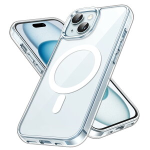 【送料無料】JEDirect iPhone 15 6.1インチ用 マグネット ケース MagSafe ワイヤレス充電対応 衝撃吸収 バンパーカバー 傷つけ防止 透明バック (クリア)