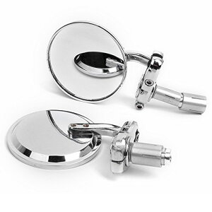 【送料無料】バーエンドミラー 22mm アルミ製 丸い メッキ 左右セット 角度自由調節 ホンダ カワサキ 汎用