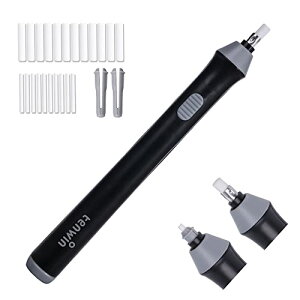 【送料無料】Tenwin電動消しゴム 電動字消器 パワフル よく消える 静音 筆形 取り換え用 消しゴム22本付き 学生用 文房具 オフィス用品 図面 楽譜 建築企画 絵画 電池式 ブラック