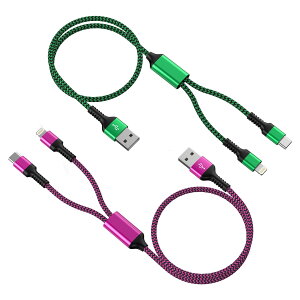 2in1 [dP[u lightningu2{g/1.2Mv}`[dP[u ^Cvc USBP[u CgjOP[u 2.4A&3A}[d Haoano 2C1 [dR[h iPhone&Androidd\ iPhone 15/15 Pro Max/14/13/12/SE/i