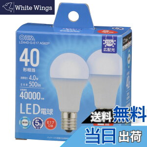 �y���������z�I�[��(OHM) �d�@ LED�d�����` E17 40�`����/40W���� �����F �����Ή� �f�M�ގ{�H���Ή� �~�j�N���v�g���` 2�� LDA4D-G-E17 AG62P 06-5544