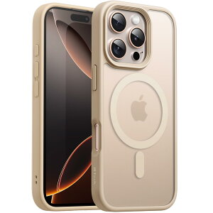 【送料無料】JETech iPhone 16 Pro 6.3インチ用 マグネット ケース MagSafeに対応 半透明のマット背面 薄型 耐衝撃 カバー (デザートチタニウム)