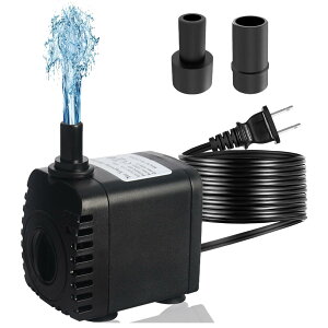 Geerow 水中ポンプ 小型 2つのつなぐノズル 循環ポンプ 小型揚水ポンプ IP68 防水 流量調整可能 池 魚の水槽など 吸盤設計 ろ過水カバー付き 排水と水換え 水槽潜水ポンプ 電動 静音設計 大い吸