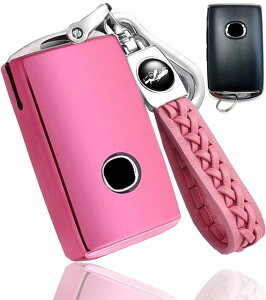 【送料無料】(yoshinari) マツダ2 マツダ 3 用CX-30 CX-60 CX-3 CX-5 CX-8 ロードスター MX-30 マツダ6 スマート キーケース キーカバー 本革 キーホルダー (ピンク)