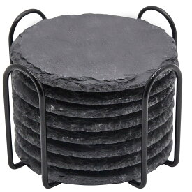 【送料無料】スレート コースター 8枚セット 高級なコースター 収納ホルダー付き 耐熱 速乾 コーヒー ドリンク お酒 お茶 来客用 GOH DODD