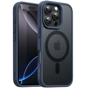 【送料無料】JETech iPhone 16 Pro 6.3インチ用 マグネット ケース MagSafeに対応 半透明のマット背面 薄型 耐衝撃 カバー (ストームブルー)