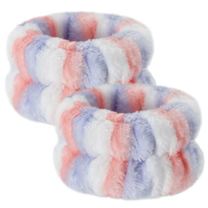 【送料無料】BEIHOO 1ペア リストバンド 洗顔用 吸水 手首バンド 袖濡れ防止 マイクロファイバー製 ふわふわ 柔らかい 伸縮性あり アームバンド (ミックスパープル)