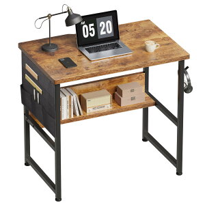 【送料無料】YeTom 机 pcデスク 勉強机 幅80cm 作業机 収納袋付きパソコンデスク 小さい ワークデスク モニターアーム取付対応 組立簡単 ビンテージ