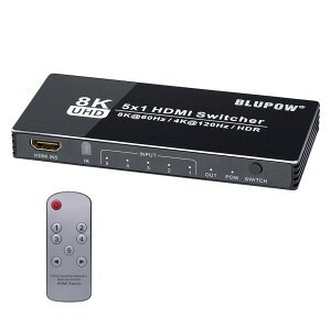�y���������zBLUPOW 8K@60Hz 4K@120Hz HDMI2.1�ؑ֊� 5����1�o�� �Z���N�^�[ �X�C�b�`���[ PS5�EXbox�EBlu-ray palyer�EApple TV�EFire TV�ȂǑΉ� hdmi�؂�ւ��E���z�@�E�X�v���b�^�[ VA151 �F�F�u���b�N