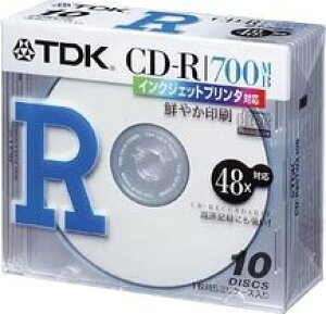 �y���������zTDK CD-R�f�[�^�p700MB 48�{���z���C�g�v�����^�u�� 5mm���P�[�X����10���p�b�N [CD-R80TWX10S]