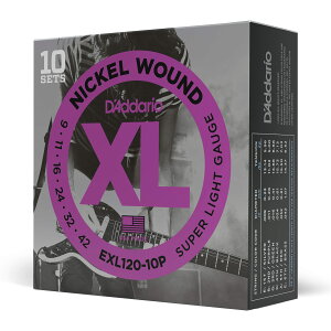 【送料無料】D'Addario ダダリオ エレキギター弦 ニッケル SuperLight .009-.042 EXL120 【国内正規品】 色:10セットパック、サイズ:10セットパック