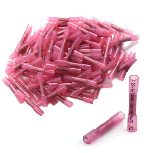 【送料無料】YANYULI 圧着端子 熱収縮防水圧着スリーブ 50個セット 配線接続 圧着 電気絶縁 防水 二層構造 丈夫に接続 耐久性 初心者 家電系 電工系 車 船 バイクの電装系 収納ケース付 色:赤