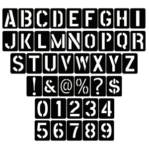 【送料無料】YANYULI アルファベット 数字 テンプレート マーキングプレート 42PCS 0-9 数字 大文字A-Z 再利用可能 駐車場用 吹き付けプレート DIY 絵画 塗装 道具 色:黒色42PCS