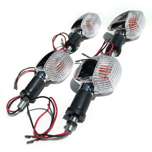 【送料無料】Archnote バイク ウインカー 汎用 リア フロント ウィンカー ランプ 12v メッキ クリア アンバー 4個 セット 色:クリア