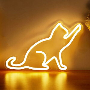 【送料無料】Archnote ネオンサイン 猫 ネオンライト 壁掛け インテリア 壁 ねこ ネオン管 ネオンランプ led ネオン USB 色:イエロー