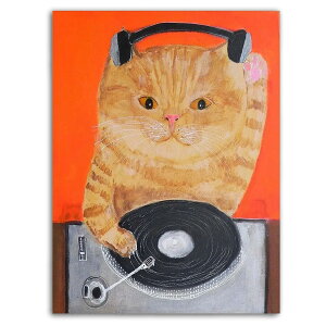 【送料無料】Archnote アートパネル おしゃれ モダン 絵画 インテリア ポスター キャンバス アート 猫 ネコ (30x40) 色:猫のDJ、サイズ:12 x 16 インチ