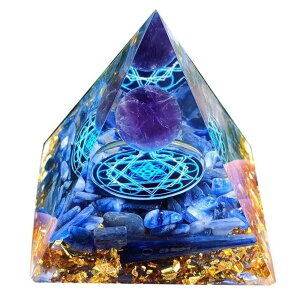 【送料無料】PLEAVIT オルゴナイト ピラミッド 水晶 天然石 チャクラ パワーストーン 置物 浄化 ヘキサゴン 色:地色