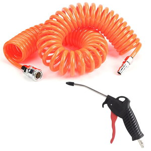 【送料無料】PLEAVIT エアーホース スパイラル 内径5mm 外径8mm ワンタッチ カプラー 継ぎ手 PUウレタン 色:オレンジ