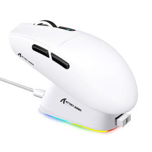 【送料無料】MAMBASNAKE × ATTACK SHARK G3PRO ゲーミングマウス 無線 磁気充電ドックつき RGB 充電スタンド ワイヤレス bluetooth 有線ゲーミングマウス 3モード 左右対称 59g 手に親しい PAW3311 BK52820 25000