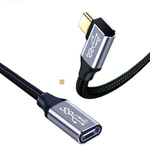 【送料無料】Sound Wave (PD対応 【 Gen2 100W/5A急速充電 10Gbps / 高速データ転送 L字 300cm オス メス 】 E-Markerチップ搭載 ナイロン編みケーブル USB C Type C 延長ケーブル GEN2 【 高速データ転送 / 4K / 5K