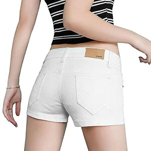 【送料無料】レディース デニム ショートパンツ 夏 ジーンズ ズボン セクシー ホットパンツ 短パン 大きい デニムパンツ 色:ホワイト、サイズ:XL