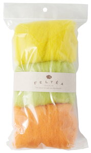 【送料無料】原ウール Feltea 羊毛フェルト 3色セット 色:D.ビタミン、サイズ:20g