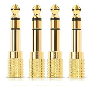 【送料無料】Sound Wave【 ステレオミニプラグ→ステレオ標準プラグ変換プラグ 】 6.35mm(1/4インチ) オス‐3.5mm(1/8インチ) メス ステレオイヤホン オーディオアダプター 24K金メッキ 3.5mmから1/4ア