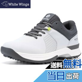 【送料無料】[FitVille] 幅広 ゴルフシューズ メンズ 2E 4E スパイク ゴルフ靴 軽量 撥水 甲高 初心者 練習用 大きいサイズ 色：ミスティグレー、サイズ：26.5 cm 4E