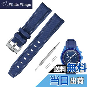�y���������z[Jumpsunfun] 20mm ���v�o���h for Omega X Swatch Speedmaster MoonSwatch �I���K�ƃX�E�H�b�`�p�V���R���x���g Quick Release �����H��t�� �F�F�_�[�N�u���[�E�z���C�g�X�e�b�`