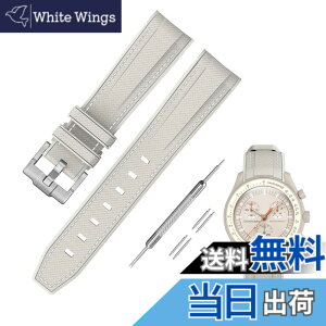 �y���������z[Jumpsunfun] 20mm ���v�o���h for Omega X Swatch Speedmaster MoonSwatch �I���K�ƃX�E�H�b�`�p�V���R���x���g Quick Release �����H��t�� �F�F�x�[�W���E�z���C�g�X�e�b�`
