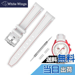 �y���������z[Jumpsunfun] 20mm ���v�o���h for Omega X Swatch Speedmaster MoonSwatch �I���K�ƃX�E�H�b�`�p�V���R���x���g Quick Release �����H��t�� �F�F�z���C�g�E���b�h�X�e�b�`