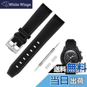 �y���������z[Jumpsunfun] 20mm ���v�o���h for Omega X Swatch Speedmaster MoonSwatch �I���K�ƃX�E�H�b�`�p�V���R���x���g Quick Release �����H��t�� �F�F�u���b�N�E�z���C�g�X�e�b�`