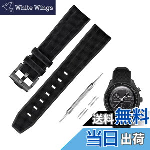 �y���������z[Jumpsunfun] 20mm ���v�o���h for Omega X Swatch Speedmaster MoonSwatch �I���K�ƃX�E�H�b�`�p�V���R���x���g Quick Release �����H��t�� �F�F�u���b�N�D�u���b�N�o�b�N��