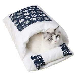 【送料無料】PLEAVIT 猫 布団 寝袋 冬 筒 ペットベッド 猫用 ふとん クッション 枕付き トンネル 色:マルチカラー、サイズ:M 55X40cm