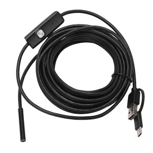�y���������zWalfront USB ������ 3 in 1 5.5mm �����Y �^�C�v C IP67 �h�� �{�A�X�R�[�v���� �X�l�[�N �J���� LED ���C�g�t�� �F�F�u���b�N�A�T�C�Y�F3.5M