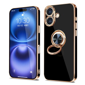 �y���������ziPhone 16e �P�[�X �����O�t�� �ϏՌ� �A�C�t�H��16e �����O �J�o�[ 360°��] �X�^���h�@�\ TPU �ԍڃz���_�[�Ή� 6.1�C���` �����Y�ی� �X�g���b�v�z�[���t�� �F�F�u���b�N�A�T�C�Y