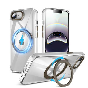 �y���������zMagSafe�Ή��P�[�X 360°���R��]�X�^���h �ϏՌ��� �����O�t�� ���G��ǂ� �S�ʕی� �h�o �F�F����+�f�U�[�g�`�^�j�E���A�T�C�Y�FiPhone 16e �p