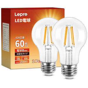 �y���������zLepro E26 LED �t�B�������g�d�� �d���F 2700K �N���A�^�C�v �񒲌� A19 ���g���d�� ���͋C �A���e�B�[�N�� ������� �ȃG�l PSE�F�؍ς� 6�� �C���e���A �����p ���� �K�i �L�� �g�C