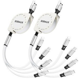 �y���������z�[�d�P�[�u�� ������莮USB A to 4 in 1 �}���`�[�d�R�[�h �����ϋv ���C�g�j���O�P�[�u�� �y�A�^�C�vC �}�C�N�� 4�䓯���[�d Phone iOS Android Type C Micro�e��Ή�[2�{�Z�b�g] �F�F���A