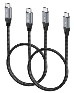 �y���������zaceyoon USB C �P�[�u�� �Z�� Type-C 2�{ �ő�100W �}���[�d �^�C�vC 480Mbps �f�[�^���� CtoC �P�[�u�� �I�X-�I�X �F�F�u���b�N�A�T�C�Y�F50cm 2�{