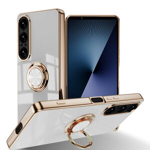 �y���������zLuFiYa �P�[�X �����O�t�� �J�o�[ TPU�f�� �X�^���h�@ �X�}�z�P�[�X �y�� �ϏՌ� ���� �C�菝�h�~ �����h�~ �ԍڃz���_�[ 360°��] �P�[�X �F�F�z���C�g�A�T�C�Y�FSony Xperia 1 VII 5G