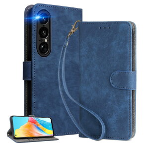 �y���������zUnivoColors Sony Xperia�蒠�^ �X�}�z�P�[�X �g�уJ�o�[ �������� RFID�u���b�L���O �J�[�h���[ �ꑮ�X�g���b�v���� �����������F28 �F�F�u���[�A�T�C�Y�FSony Xperia 1 VII/ SO-51F/ SOG15