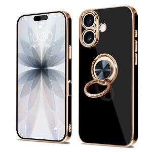 �y���������ziPhone 16e �P�[�X �����O�t�� �ϏՌ� �A�C�t�H��16e �����O �J�o�[ 360°��] �X�^���h�@�\ TPU �ԍڃz���_�[�Ή� 6.1�C���` �����Y�ی� �X�g���b�v�z�[���t�� �F�F�u���b�N�A�T�C�Y