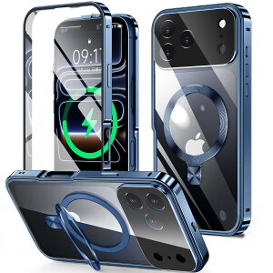 �y���������ziPhone 14/15/ �V���[�Y �P�[�X �X�^���h�@�\�t���E�A�N�V�����{�^�� �F�F�f�B�[�v�u���[�A�T�C�Y�FiPhone 17 Pro