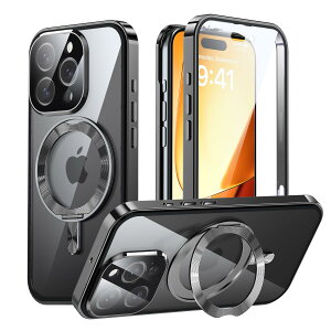 �y���������ziPhone 16 Pro Max �p ���� MagSafe�Ή� �P�[�X �A�C�t�H��16�v���}�b�N�X �A���~�o���p�[ 360°��]�X�^���h Uovon �X�}�z�P�[�X �A�C�z��16�v���}�b�N�X �S�ʕی� �J�o�[ �J���������Y��