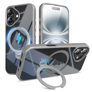 �y���������zMagSafe�Ή� �P�[�X�y ���C�����X�[�d�A�c�����Ή��A�B�����[���X�^���h�A�}�O�l�b�g���ځA�ϏՌ��A�S�ʕی�z �F�F�O���[�A�T�C�Y�FiPhone 16Plus �p