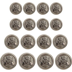 �y���������zBLOOPIC �u���U�[ �{�^�� ���^���{�^�� 16�Z�b�g ���a15mm/20mm/25mm �w���� �u���U�[�����p ������� �A�N�Z�T���[ DIY ���� �F�F�e�B�[�S�[���h�A�T�C�Y�F15mm, 20mm, 25mm