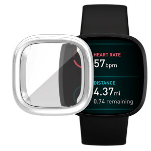 �y���������zFitbit Versa 3 �P�[�X Fitbit Sense �\�t�g�P�[�X�yELMK�z�S�ʕی� �ϏՌ� �_�炩�� ���b�L �E���ȒP TPU �E�I�b�` �ی�P�[�X �����^ �J�o�[ �F�F�V���o�[�A�T�C�Y�FFitbit Versa 3/Sense