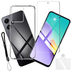 �y���������zhouge �y �P�[�X + 1�� �K���X�t�B���� �z For Xiaomi Redmi 12 5G XIG03 �p�� �P�[�X �N���A �J�o�[ �o���p�[ �X�}�z�P�[�X + �K���X �t�B���� �����K���X �t�� �ی�t�B���� ���Y���Ɏq�f